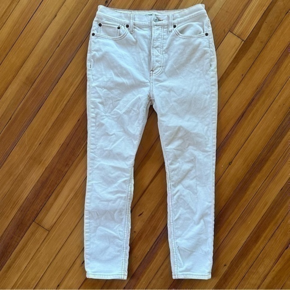 Re/Done High Rise Ankle Crop Stretch Corduroys in Winter White